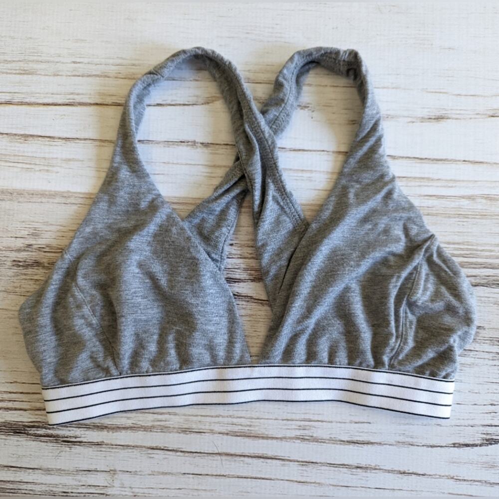 Lively Gray Cross Back Lounge Bralette sz Medium